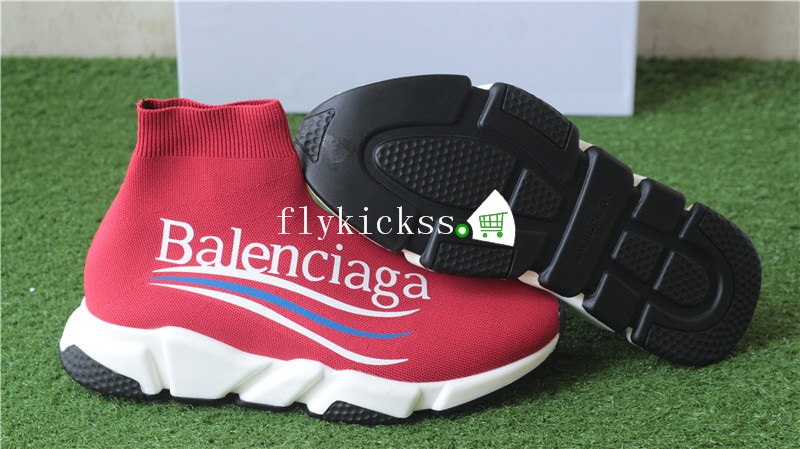 Balenciaga Pattern Speed Trainer Sock Red